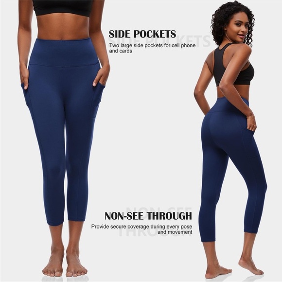 High-Waisted Navy capris with Pockets - Picture 6 of 8